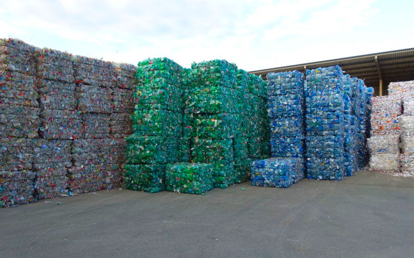 Various stacks of plastics